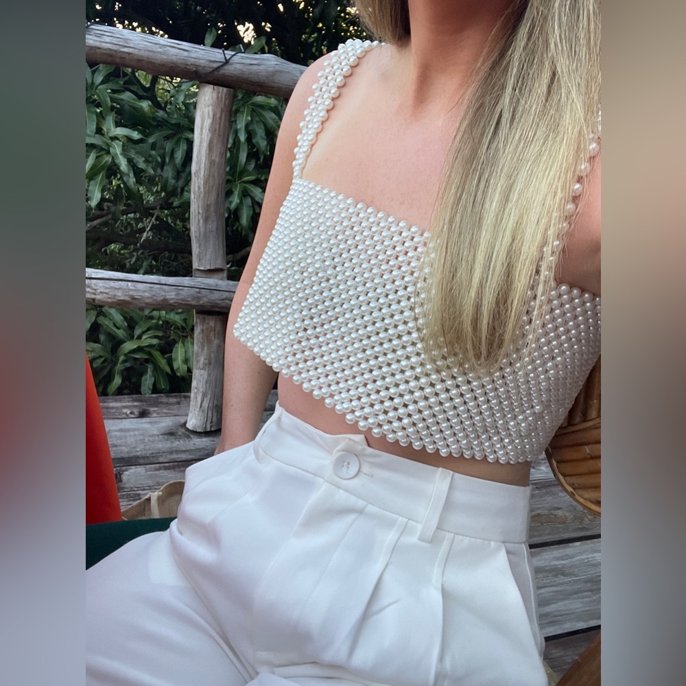 LA Hearts Pearl Tank Crop Top Bra